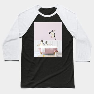 Penguins in a Vintage Bathtub Baseball T-Shirt